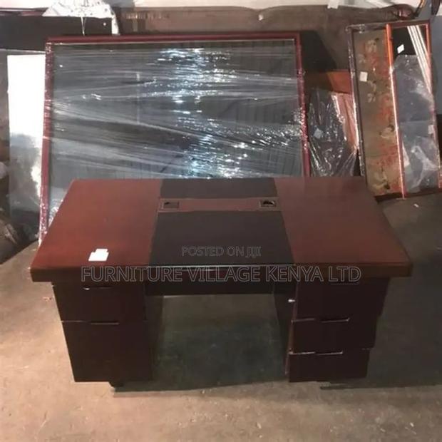 1.2m Fixed Mahogany Executive Desk With Drawers - thumbnail 3