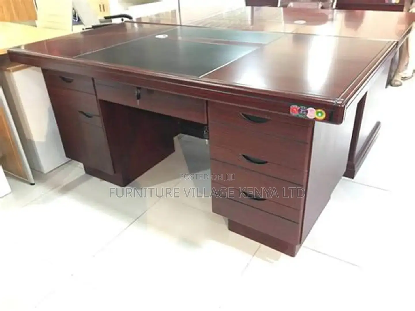 1.2m Fixed Mahogany Executive Desk With Drawers