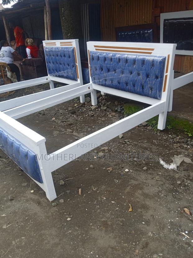 White and Blue Wood Bed 4x6