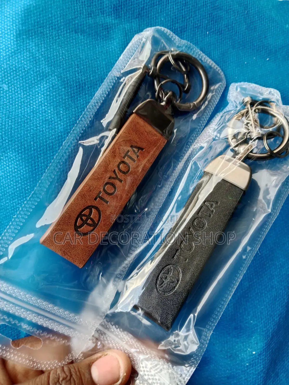 Toyota Key Chains With Leather Straps, Metal Rings
