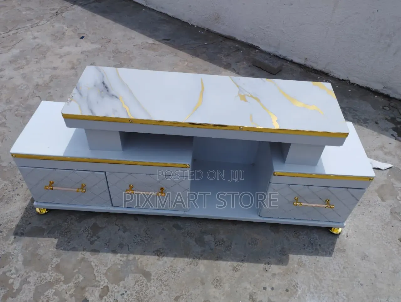 Executive Marble Finish Tv Stand