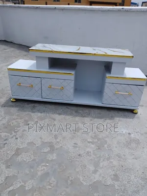 Executive Tv Stand With Marble Look Finish
