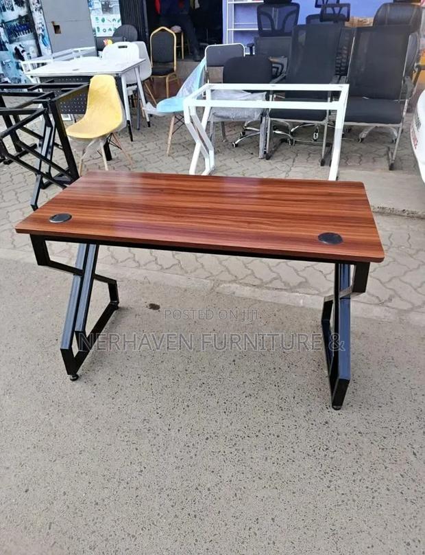 Metallic Office Study Desk - Spacious Office Workspace - main view