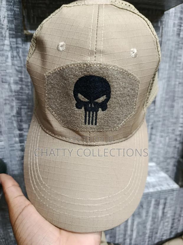 Unisex Skull Design Beige Tactical Caps