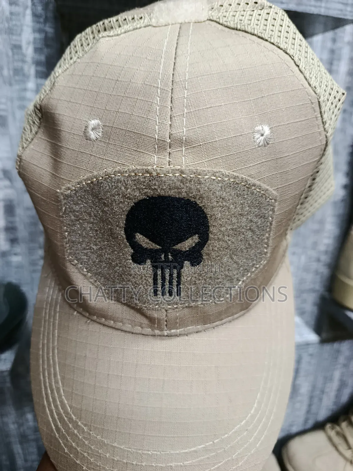 Unisex Skull Design Beige Tactical Caps