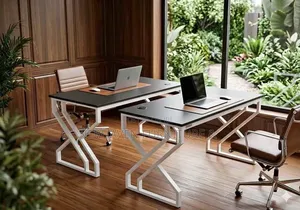 Metallic Office Study Desk - Modern Workspace Table