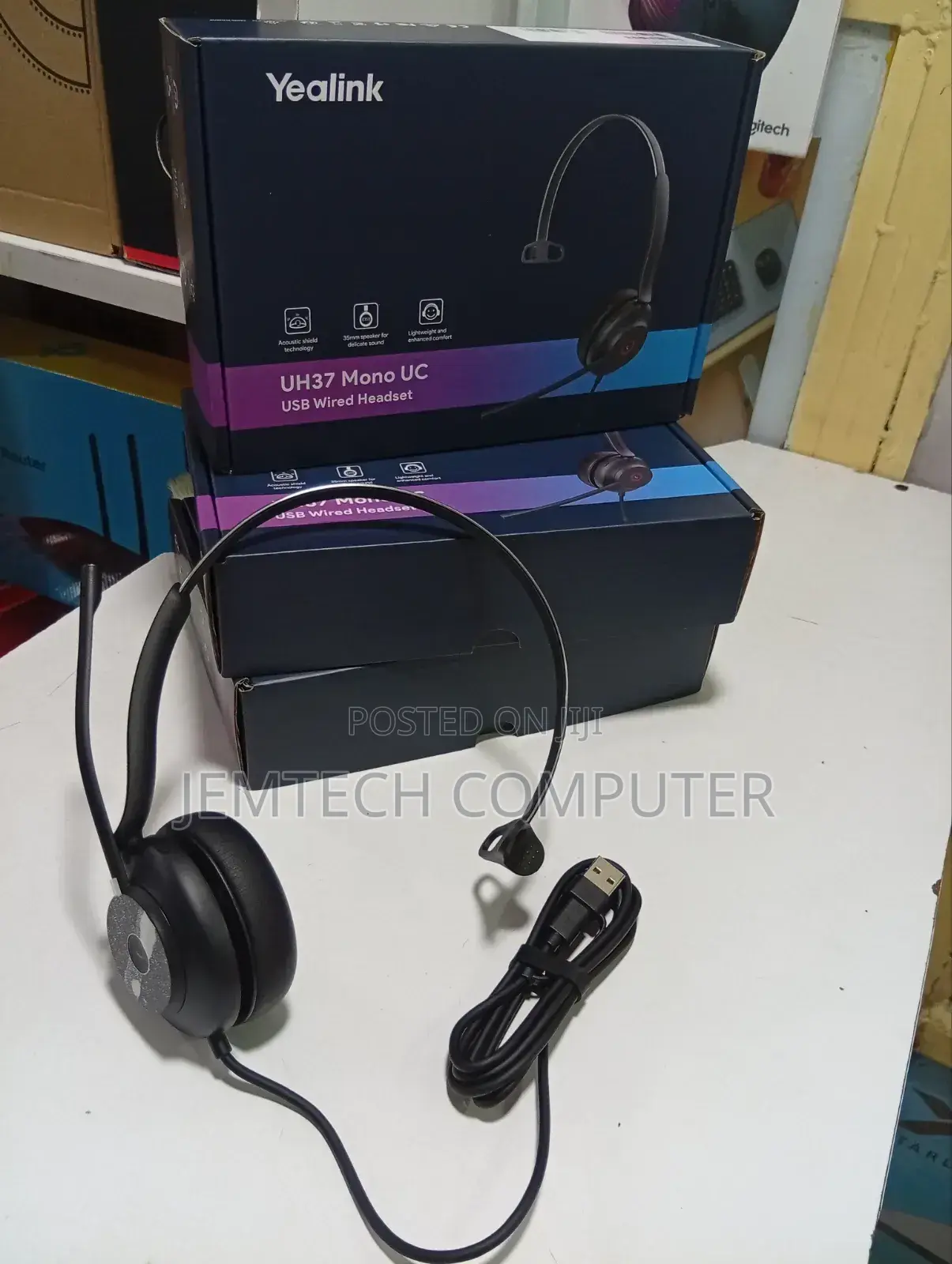 Yealink Uh37 Wired Noise Cancelling Usb-C/a Mono Headset