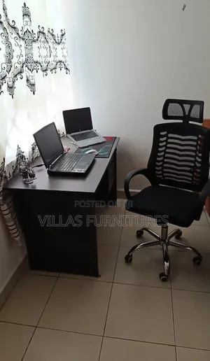 Stalkable Grey Office Desk and Headrest Chair