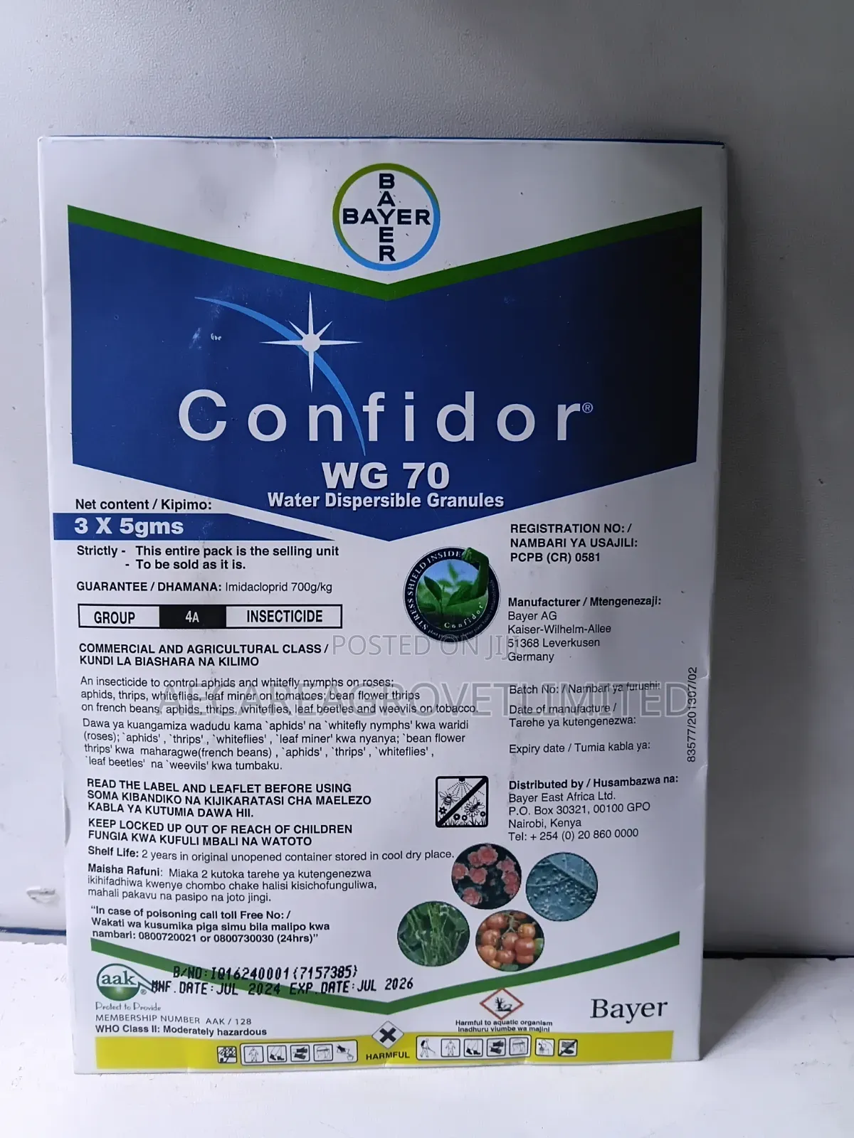 Confidor Wg 70 Insecticide 3 × 5 GMS