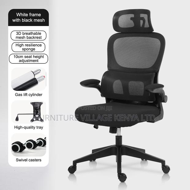 Swivel Ergonomic Mesh Seat With Flipping Arms - thumbnail 9