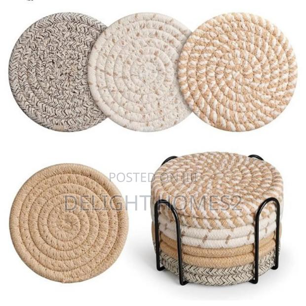 *8pcs Absorbent Cotton Woven Drink Coasters-Rem - thumbnail 4