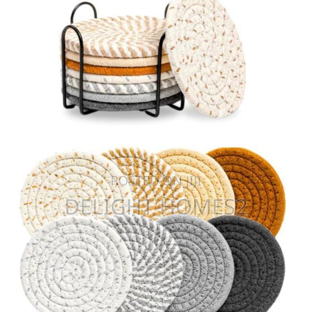 *8pcs Absorbent Cotton Woven Drink Coasters-Rem - thumbnail 6