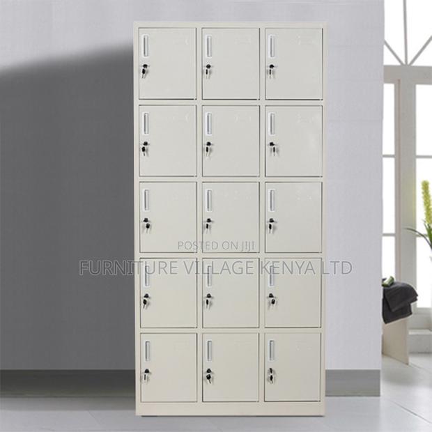 15-Door's Metallic White Gym Locker Cabinet