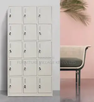 15-Door's Metallic White Gym Locker Cabinet