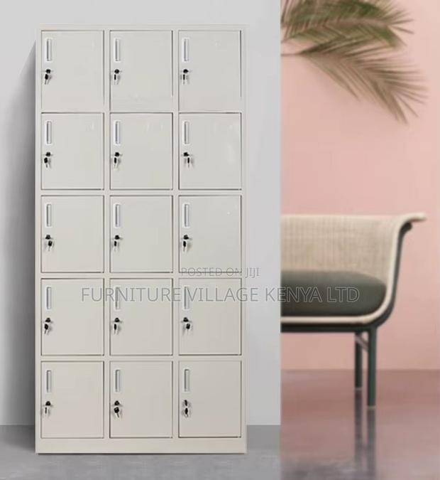 15-Door's Metallic White Gym Locker Cabinet - thumbnail 2