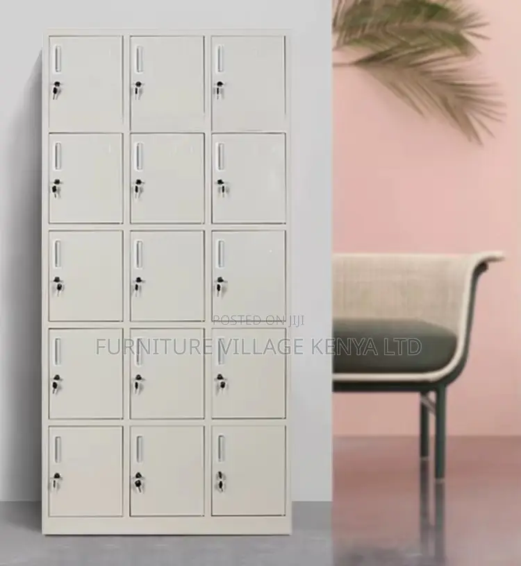 15-Door's Metallic White Gym Locker Cabinet