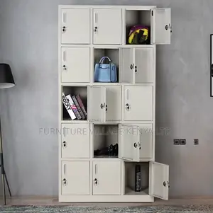 15-Door's Metallic White Gym Locker Cabinet
