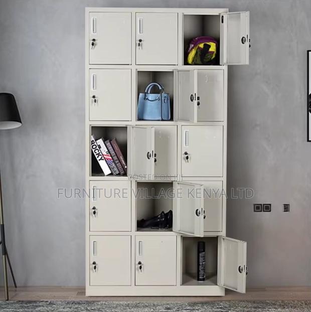15-Door's Metallic White Gym Locker Cabinet - thumbnail 3