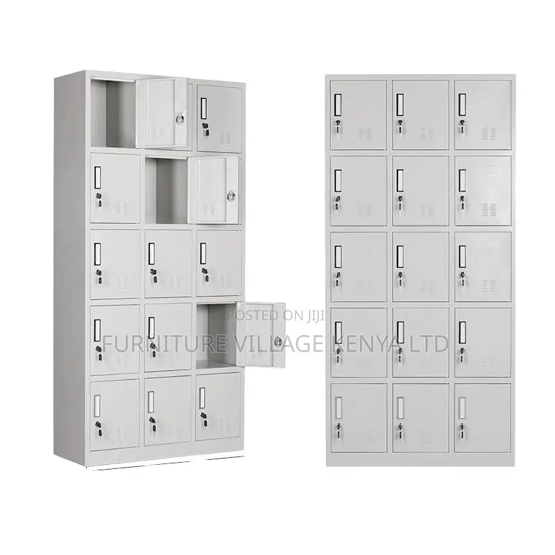 15-Door's Metallic White Gym Locker Cabinet