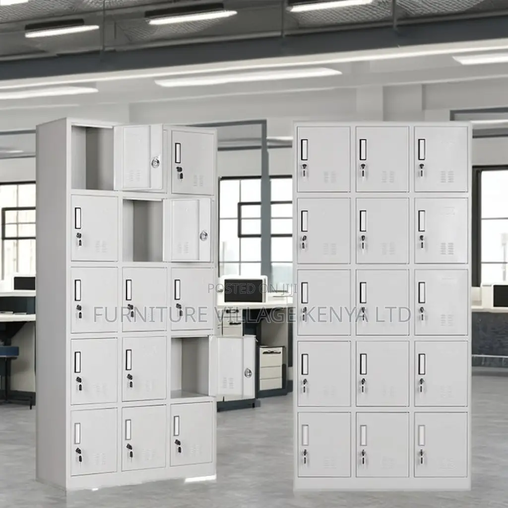 15-Door's Metallic White Gym Locker Cabinet