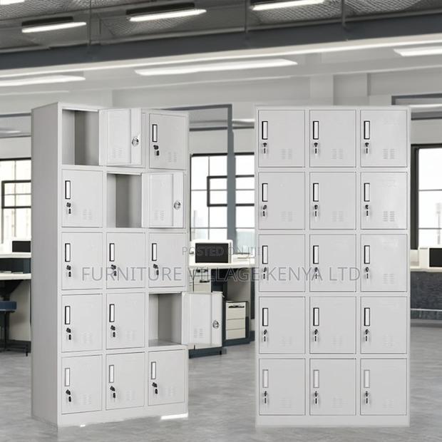 15-Door's Metallic White Gym Locker Cabinet - thumbnail 10