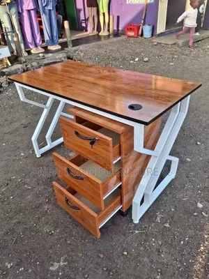 Metallic Office Desk With Drawer - Compact Workspace Solution