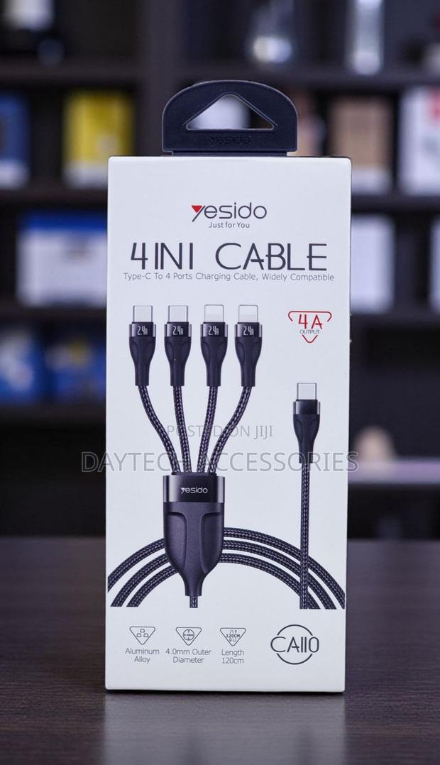 Yesido 4-in-1 Type-C to Dual Type-C and Dual Lightning Charging Cable.