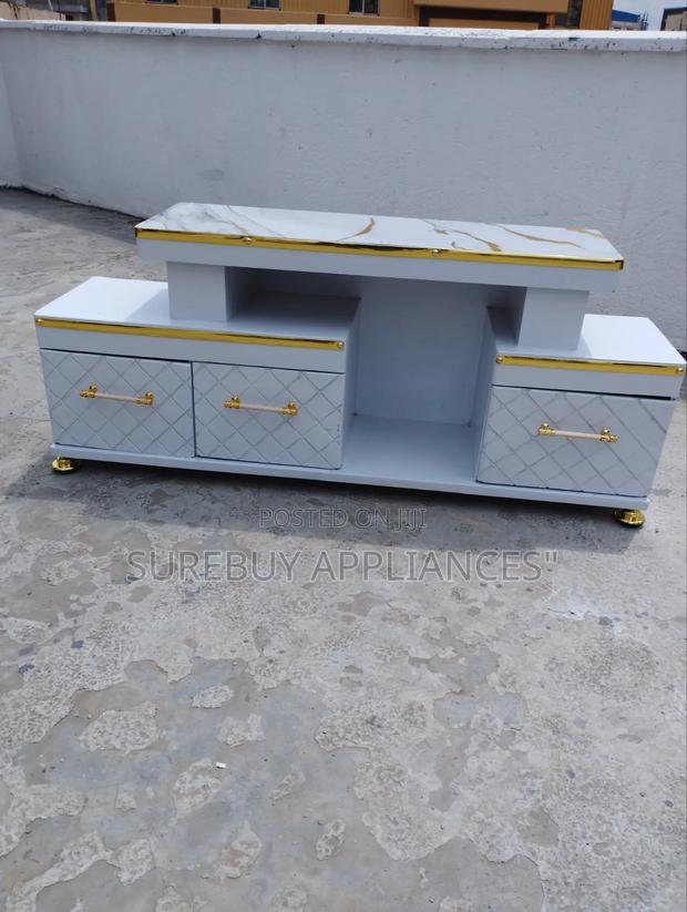 Executive White Tv Stand With Marble Top