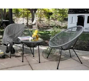 Outdoor Set: Premium 3 Piece Egg Chair Set