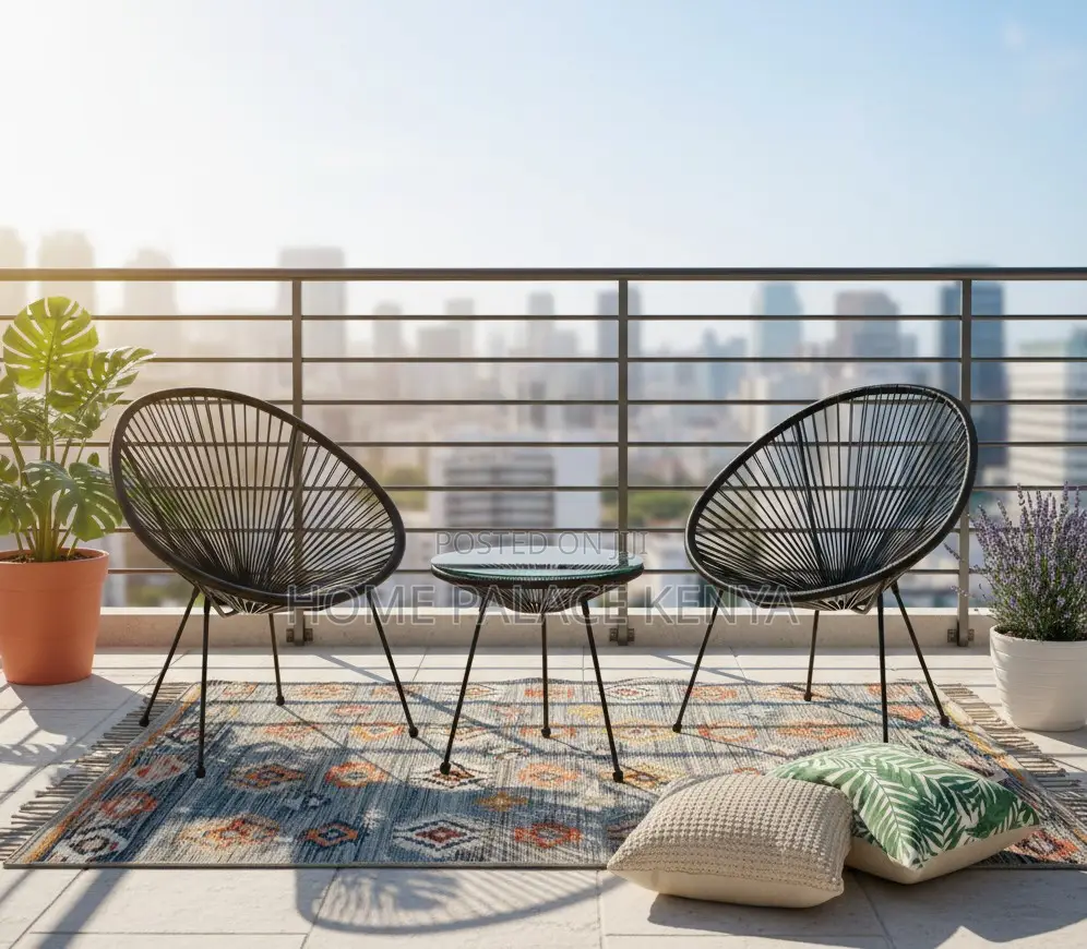 Outdoor Set: Premium 3 Piece Egg Chair Set