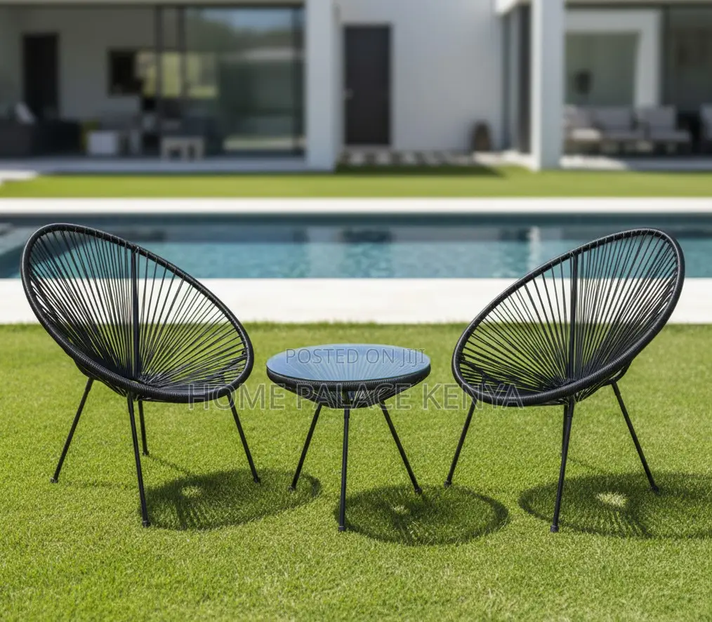 Outdoor Set: Premium 3 Piece Egg Chair Set