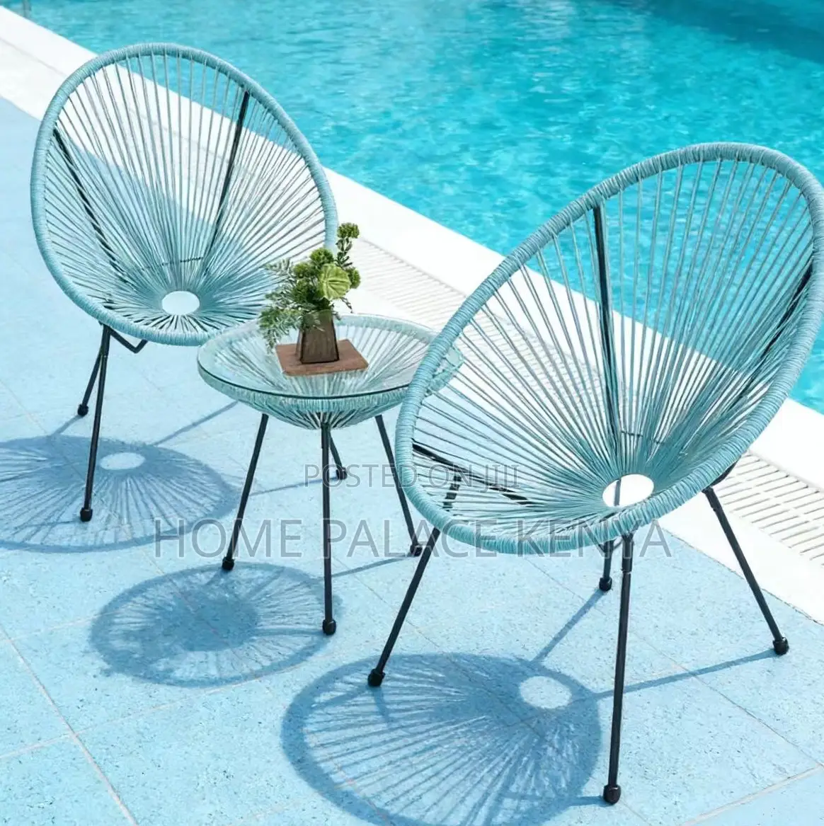 Outdoor Set: Premium 3 Piece Egg Chair Set