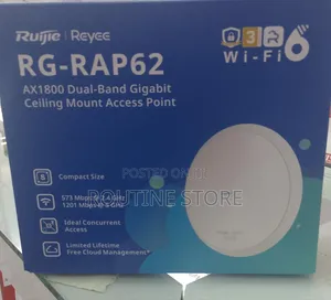 Ruijie Accesspoint Rap62 Ax1800 Dual Band Ceiling Mount Wifi 6