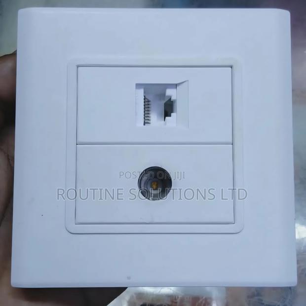 Rj45 (Ethernet Jack) / Tv Coaxial (F-Type or Aerial) Faceplate