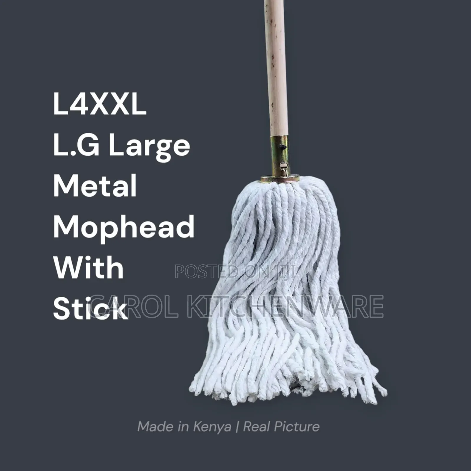 Large Metal Mop and Stick / Large Metal Mophead With Stick