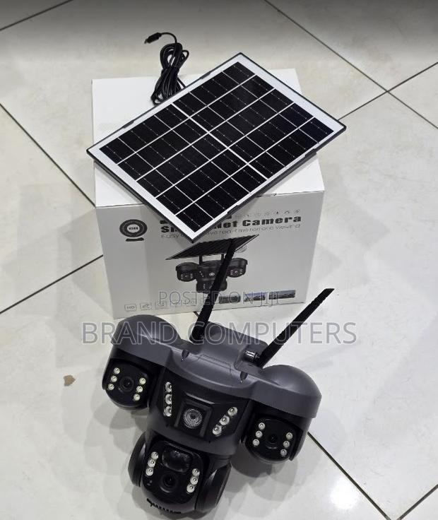 Wifi Triple Lens Solar Powered Three Lens PTZ Camera 2way Audio
