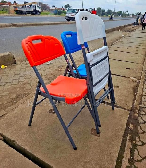 Orange, Blue White Foldable Chairs