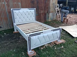 Wight Bed With Black Strips