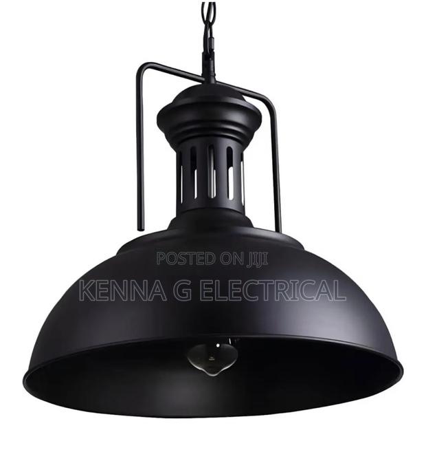 Industrial-Style Black Dome Pendant Light