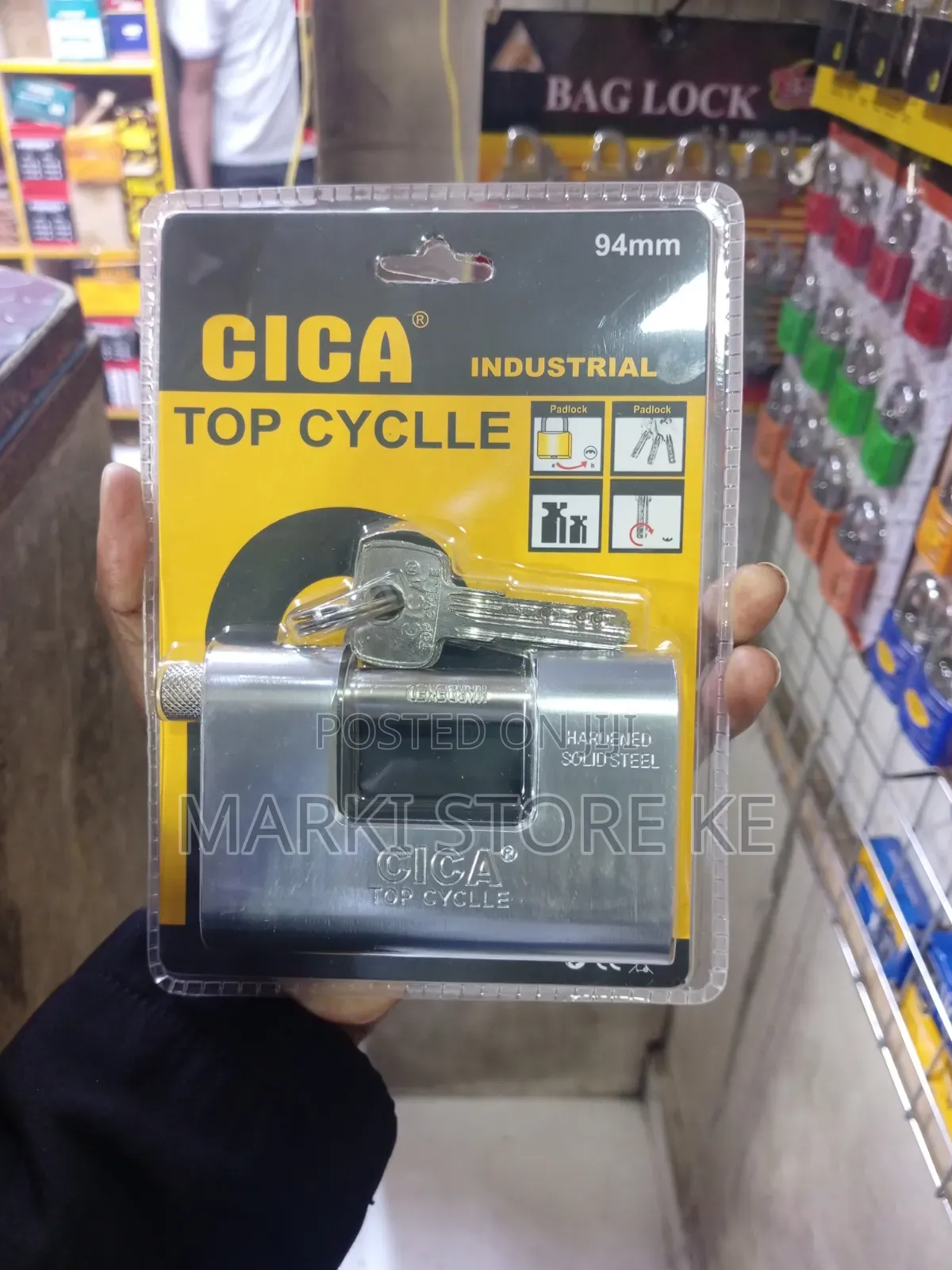 Cica 94mm Heavy Duty Padlock With a Hardened Solid Steel Has Four Keys