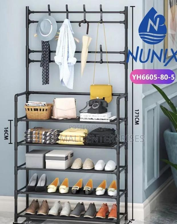 Shoe Rack With Hanger Nunix All-in-1 Shoe Rack/Coat Rack/Cap Scarf Bag