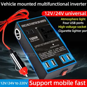 1500w Car Power Inverter 12v/24v to 220v - 4 Usb Ports