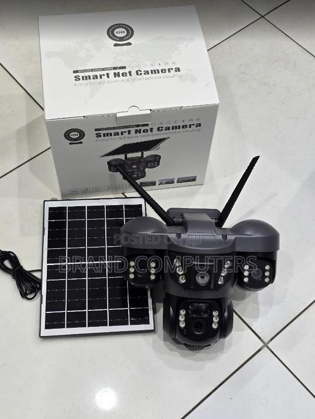 V380 Triple Lens Three Screens Camera Solar Powered Wifi CCTV Camera