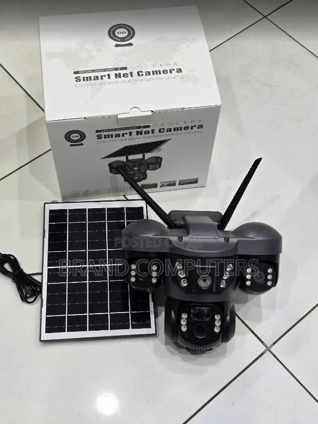 V380 Triple Lens Three Screens Camera Solar Powered Wifi CCTV Camera