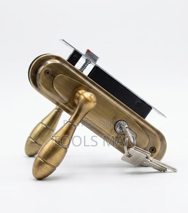GJS Heavy Duty Antique Brass Door Lock Set - Premium Security Style