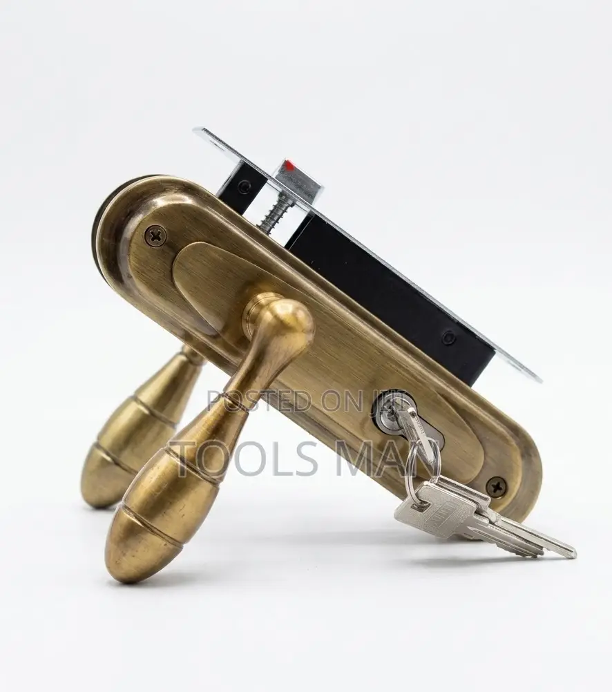 GJS Heavy Duty Antique Brass Door Lock Set - Premium Security Style