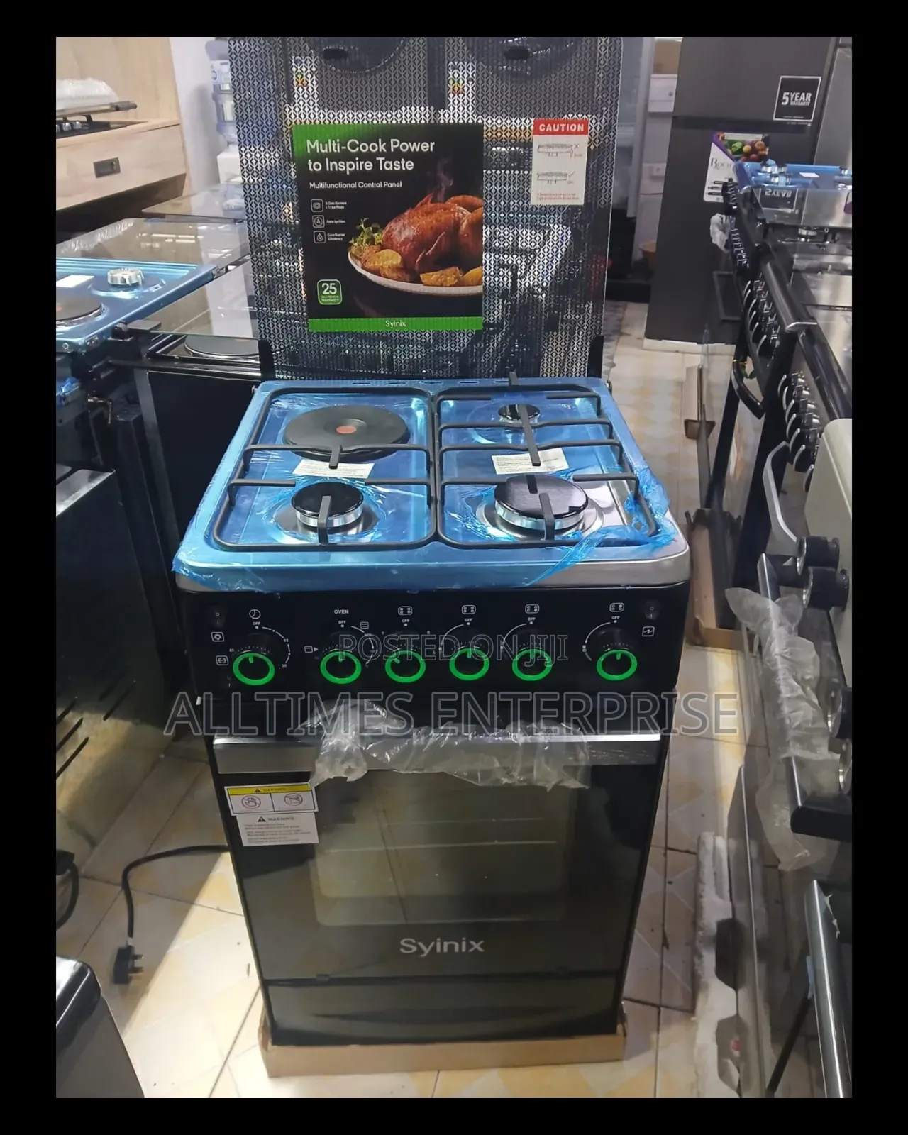 Syinix 50cm by 55cm 3g+1e Standing Cooker With Electric Oven