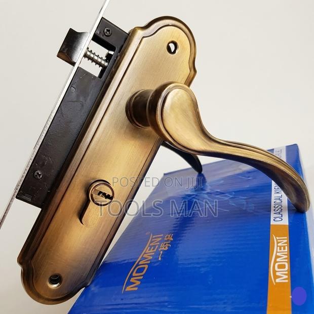 Moment Heavy Duty Mortise Door Lock Handle Set - Antique Brass Finish