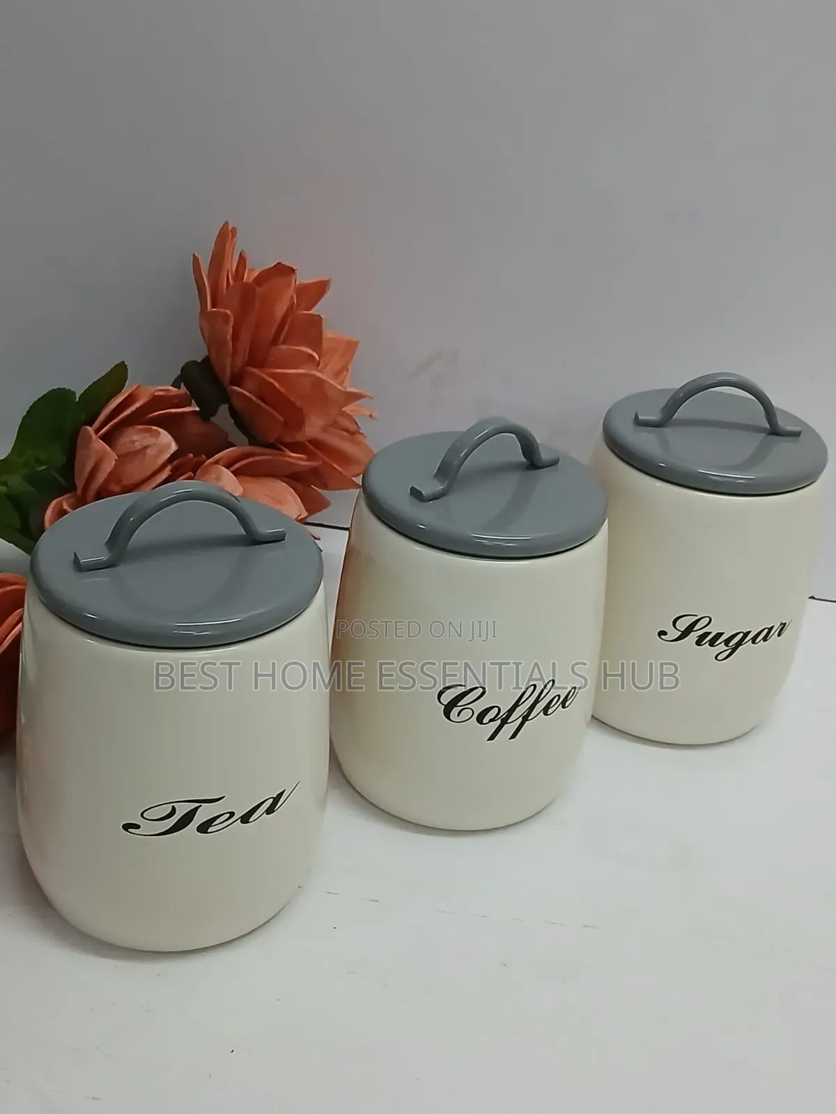 Sugar, Tea, Coffee Canisters Set 3pcs