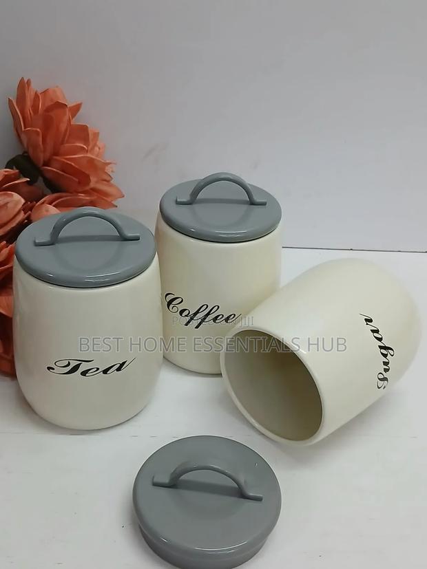 Sugar, Tea, Coffee Canisters Set 3pcs - thumbnail 2